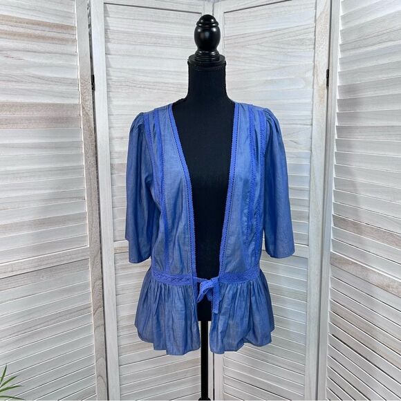 3/$25 Matilda Jane Hour by Hour Chambray Kimono Jacket XS - Picture 2 of 12